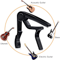 Miniatyrbild 3 av 5: Gitarrtillbehörskit med capo, 3-i-1 plektrumverktyg, plektrum, fingerskydd, tumplektrum, gitarrstallpinne (Set 1)