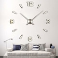 Miniatyrbild 5 av 5: Silverfärg - stor väggklocka - 3D-visare - Quartzurverk - Kreativ fritid - inredning