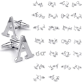 Miniatyrbillede 5 af 5: Alphabet Manchet (L) Herre Skjorte Håndled Rustfrit Stål Bryllupsgave