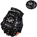 Miniatyrbillede 4 af 5: Steampunk gotiske handsker til mænd, vintage læder kaptajn fingerløse handsker