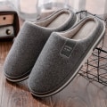 Miniatyrbillede 2 af 3: Hjem bomuldsslippers til hjem efterår og vinter tyksålet skridsikker indendørs varme plys slippers 26cm lang