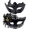 Miniatyrbilde 1 av 5: Par Venetian Maske for Par - Kvinne Lace Venetian Maske for Kvinne Mann Maskerade Fest