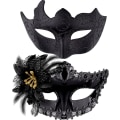 Miniatyrbillede 1 af 5: Par Venetian Maske Maskerade Maske Kvinde Blonder Venetian Maske til Kvinde Mand Maskerade Fest