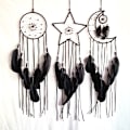 Miniatyrbillede 4 af 5: Hvid - 3 stk. Halloween Dream Catcher Sol Måne Stjerne Design Traditionelt Håndlavet Design til Vægophæng Hjemmeindretning (Sort)