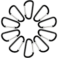 Miniatyrbillede 3 af 5: Aluminium Karabinhage Nøglering 2.4 Tommer Karabinhage Nøglering Sort (10 stk)