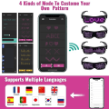Miniatyrbillede 2 af 4: LED til mænd og kvinder Cyberpunk Light Up briller LED Bluetooth Rave briller Glow LED briller USB genopladelige med tekst Graffiti animation rytme for Ni