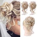 Pikkukuva 1 / 4: Hiuslisäke, 2 kpl Tousled Updo with Tendrils -hiuslisäkkeet aaltoilevat kiharat hiukset naisille - Cool Light Blonde