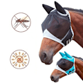 Miniatyrbillede 2 af 5: 2PCS Petbank Hesteflue Maske, Anti-UV Heste Ride Flue Maske med Øre Net/Pandelok Hul/Reflekterende Trim,M Sort Hvid