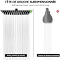 Miniatyrbilde 5 av 5: Firkantet dusjhode i rustfritt stål, 8-tommers/20 cm anti-kalk dusjhode - Matt finish, firkantet