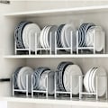 Miniatyrbild 2 av 4: Tallriksställ Organizer, 2-pack 12*14cm Tallriksställ Vertikal Metall Diskförvaringsorganisatör Döende Ställ för Kök Bänkskåp Husbil (Vit)