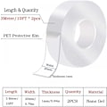 Miniatyrbilde 2 av 5: 2 stk. Dobbeltsidig tape - dobbeltsidig lim 1 mm tykk, 3 m x 2 cm, Nano Transparent vaskbar tape, dobbeltsidig tape