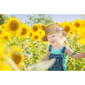 Miniatyrbild 4 av 5: Flicksolhatt för flickor 3-7 år gammal sommarhalmhattar och liten väska set med blomdekoration för strandresor vandring