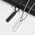 Miniatyrbillede 1 af 4: 2 stk. Bar Halskæde til Mænd Sølv/Sort Bar Vedhæng Rustfrit Stål med Slankekæde Længde 60CM til Mænd Kvinder Unisex Smykker Gave