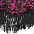 Miniatyrbillede 2 af 2: Vintage 1920'er Dame Sequin Mesh Skinnende Skalleret Poncho Mesh Broderet Blad Bluse Fest Rød