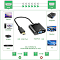 Miniatyrbild 2 av 5: 1080P HDMI till VGA-adapter, omvandlare (hane till hona) med ljudkabel och Micro USB-laddningskabel för PC, bärbar dator, projektor, HDTV, PS4/3 Xbox