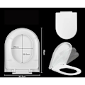 Pikkukuva 2 / 5: WC-istuin, WC-pönttö pehmeällä sulkemistoiminnolla, pikalukittava WC-istuin, yläasennus, valmistettu antibakteerisesta muovista (U-tyyppi)