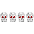 Pikkukuva 5 / 5: 4 kpl (Skull Silver) Chrome Skull Valve Caps Rengasventtiilit Auton lisävarusteet Yleismaailmalliset venttiilihatut autoon, maasturiin, kuorma-autoon, moottoripyörään, polkupyörään