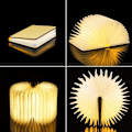 Miniatyrbilde 3 av 5: Bok LED LED Tre LED Bok, Lampe Beef 5 Farger, Lysbok for Dekorasjon Soverom, Hus og Kontor, oppladbar via USB, sammenleggbar 360 °, hvit