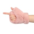 Miniatyrbild 3 av 5: Dam fingervantar vinter varma vinterkörning skrivmaskiner handskar bekväma lurviga varma halvfingerhandskar handkläder mjuk konstgjord päls (rosa)