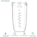 Miniatyrbilde 3 av 5: 7 deler nutribullet blenderkopper  bladutskiftningssett 32oz stor kopp med 1 flip-top to-go lokk og 1 lokkring  premium ekstraktorblad med kompatible