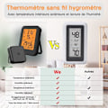 Miniatyrbild 3 av 5: Digital hygrometertermometer, inomhus- och utomhushygrometertermometer med trådlös utomhussensor, svart