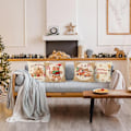 Miniatyrbillede 3 af 5: 4 Stykker Julepude Pudebetræk Peberkage 45 x 45 cm Lastbil Julebageri Polyester Dekorativt Pudebetræk Til Sofa Soveværelse Hjem Vinterdekoration
