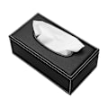 Miniatyrbillede 1 af 5: (Sort), cirka 24 x 12 x 9,5 cm læder lommetørklædeæske rektangulær lågåbning læderhåndklædeholder til hjemmekontorvogn