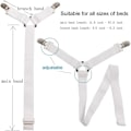 Miniatyrbilde 3 av 5: Robust trekantklemme for laken på 6 sider, justerbare elastiske stropper, festestøtte for bukseseler, kryssede trekanttenger for laken, ad
