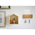 Miniatyrbilde 4 av 5: 1 stk, hvit bambusplate - vegg nøkkelkrok, brev- og nøkkelholder, arrangør, veggmontert, med 5 nøkkelkroker, for hjem og kontor.