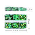 Miniatyrbild 5 av 5: 6 Rutor St. Patricks Day Nagelkonst Glitter Sekvenser, 3D Holografiska Shamrock Nagelkonst Flakes, Naglar Konst Dekaler För Kvinnor Flickor