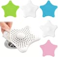 Set med 6 duschsil hårfällor (stjärnform, storlek 13 cm), silikon hårfälla badrumshandfat sil avloppssil, avloppslock avloppsskydd med