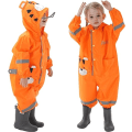 Miniatyrbilde 1 av 5: Puddle dress barneregnjakke vanntett dress for gutter og jenter heldress regnfrakk hette lett dyremønster XXL(XXL)