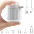 Miniatyrbilde 1 av 5: 1200mAh Mini bærbar luftmadrasspumpe og deflator, liten USB oppladbar reise luft pumpe med LED lys, for bøyer, senger, bassengleker