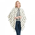 Miniatyrbild 4 av 5: Kvinnors Rutig Filt Vinterhalsduk Varm Mysig Tartan Wrap Överdimensionerad Sjal Cape