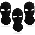 Miniatyrbilde 1 av 5: 3 stk Balaclava 2-hulls full face skimaske, nøytral svart Lycra skimaske, lett pustende hjelmfôr, Balaclava hodeplagg for motorsykkel
