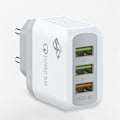Miniatyrbilde 1 av 5: LED 3USB QC3.0 mobiltelefon hurtiglader lader multi-port ladehøve europeisk standard