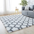 Miniatyrbilde 2 av 5: Dekorasjonsteppe, lange shaggy tepper sklisikkert teppe for stue soverom sofa gulvteppe, supermykt, (hvit lykt, 60 120cm)