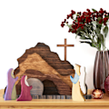 Miniatyrbild 1 av 5: Påsk Scen Trä Dekor, Trä Påsk Scen Set, Kristna Påsk Dekorationer, Lämplig för Religiös Hemmakontor Skrivbordsdekoration (1 Set)