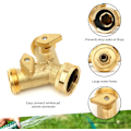 Miniatyrbillede 4 af 5: Havevandsslangefordeler 2-vejs - Heavy Duty Solid Messing Slange Y-fordeler, Slangehanefordeler, 3/4 Tommer Messing Slange Adapter Konnektor Afspærringsventil