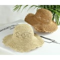 Miniatyrbilde 4 av 5: Solhatt for kvinner med bred brem, UV-beskyttelse, sommer, sammenleggbar strandhatt for fritid og reiser, beige
