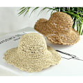 Miniatyrbillede 4 af 5: Solhat til kvinder med bred skygge, UV-beskyttelse, sommerhat, foldbar strandhat til fritid og rejser, beige