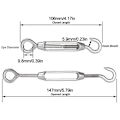 Miniatyrbilde 3 av 5: Kabelstrammer, Ridoir M4, kabelstrammer i rustfritt stål, 4 STK RUSTFRITT STÅL kabel, Strammer kabel, kabelstrammer, rustfri strammer, stål