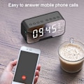 Miniatyrbild 4 av 5: Digital FM Väckarklockradio med USB-laddningsport, LED-display, insomningstimer, portabel spegel, trådlös Bluetooth-högtalare, väckarklocka för sovrum, O