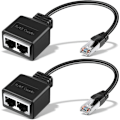 Pikkukuva 1 / 5: RJ45 2 Ethernet -kaapeli 2 kpl Verkkosovitin Ethernet Suora Ethernet-jatkojohto Kaksoisverkon jakaja Sopiva CAT5E CAT5E CAT6 CAT7 LAN LAN ACTOR