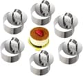 Rostfri kakform med pusher, 8 cm i diameter, set om 6 runda