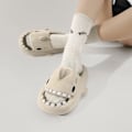 Miniatyrbillede 3 af 5: Haj Slides til kvinder og mænd, svømmebassin og strandtøfler, skridsikre sandaler med åben tå, hajtøfler, beige, EU 40-41