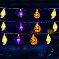 Miniatyrbilde 2 av 3: Fargerike lyslenker Halloween-layout edderkopp flaggermus spøkelse gresskar spøkelsesfestival dekorative lys anheng lysstreng