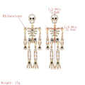 Miniatyrbilde 5 av 5: 1 par Halloween-skjelettøreringer med krystallhodeskalle, dinglende øreringer med bling-rhinestone, Halloween-øreringer for kvinner