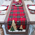 Miniatyrbillede 4 af 4: Julebordløber, dobbelt dekorativt bøffelflag, traditionelt look, juledekoration, familiemiddag, fest-