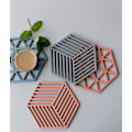 Miniatyrbillede 3 af 5: 6 stk. Retro-glasunderlag Geometriske silikoneglasunderlag Skridsikre glasunderlag Glasunderlag (2 typer)